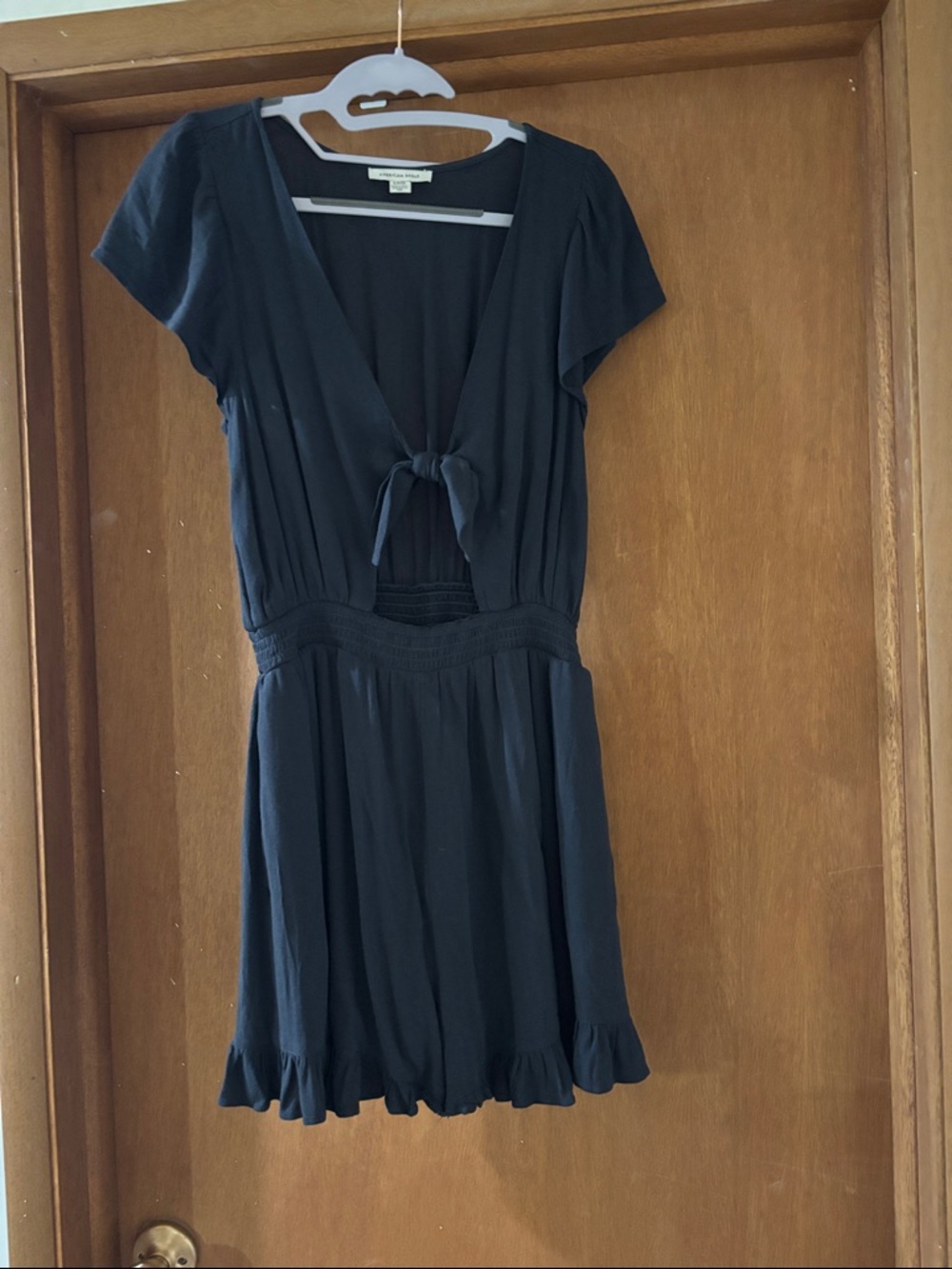 American Eagle Outfitters black Tie-Front romper